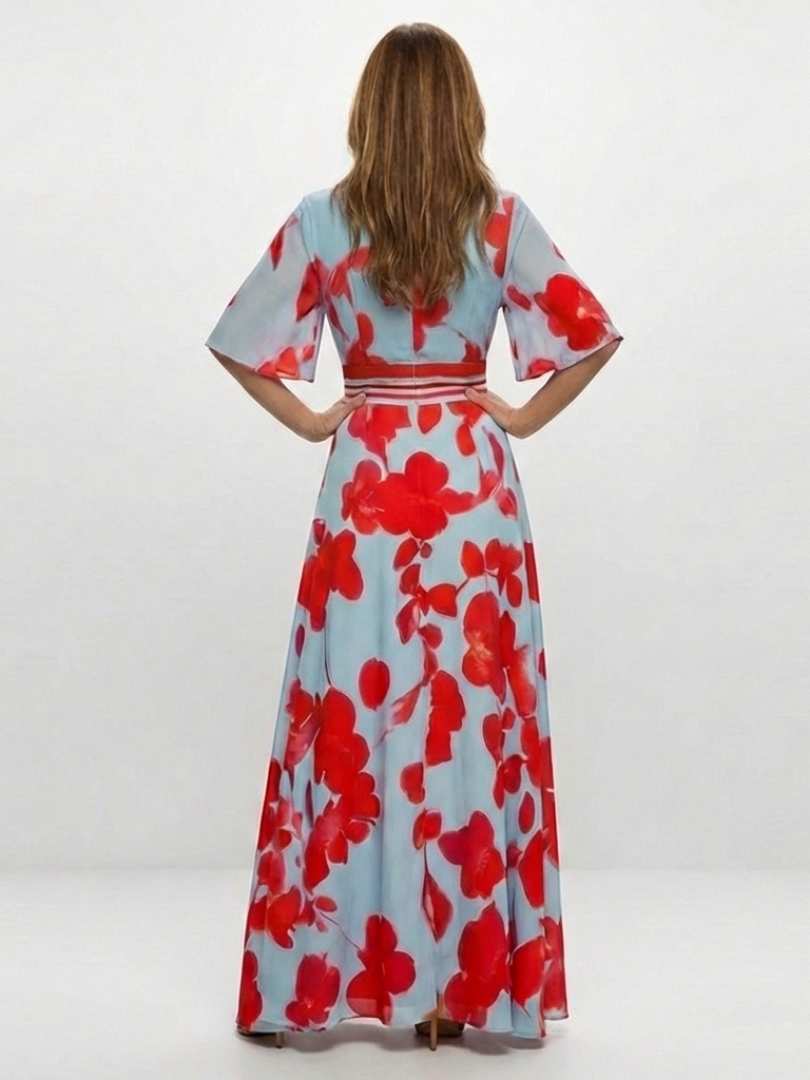 Ivy & Grace™ | V Neck Short Sleeve Floral Maxi Dress