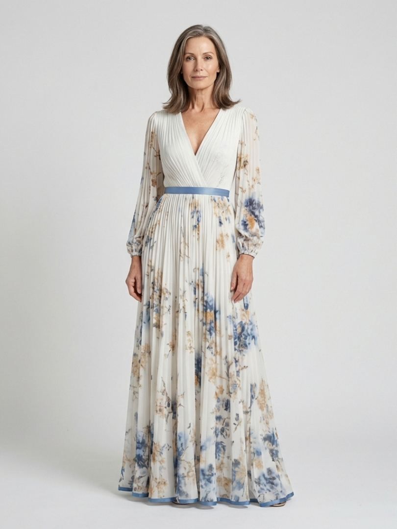 Ivy & Grace™ | Long Sleeve V Neck Floral Maxi Dress