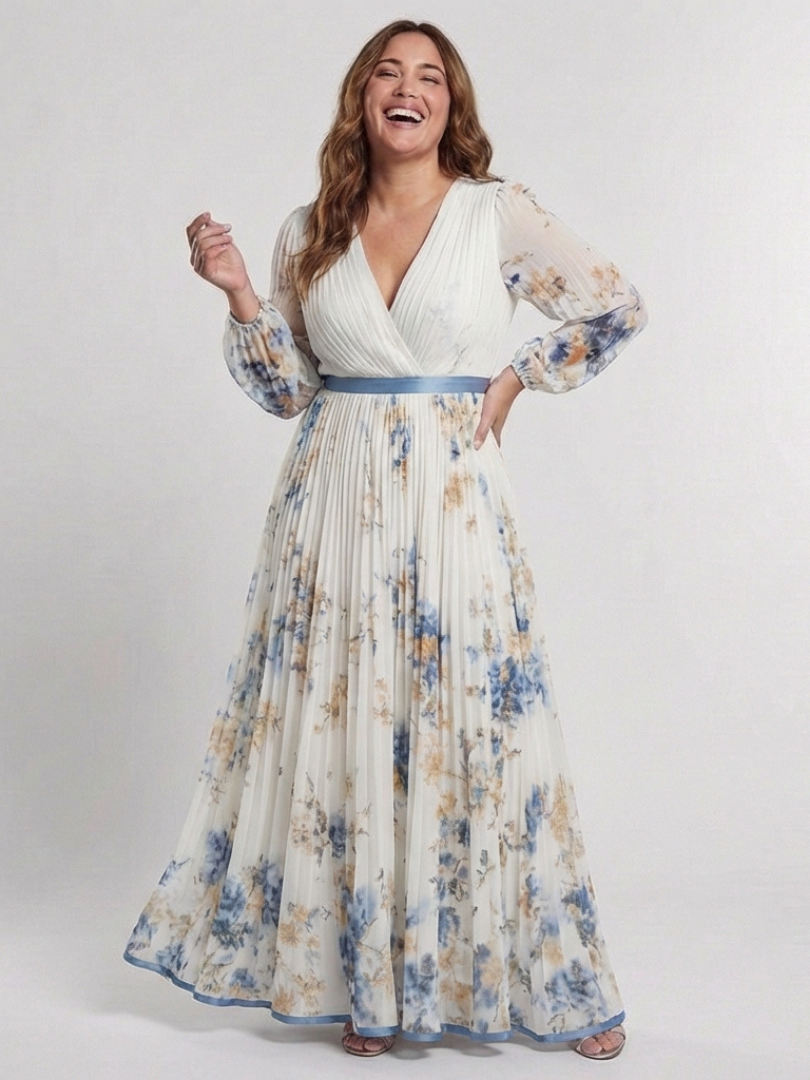 Ivy & Grace™ | Long Sleeve V Neck Floral Maxi Dress
