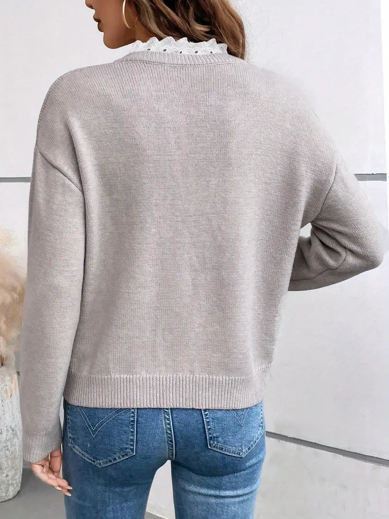 Kaitlyssa™ | Lace-Detail Knit Jumper