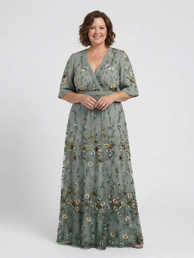 Ivy & Grace™ | Floral V Neck Short Sleeve Maxi Dress