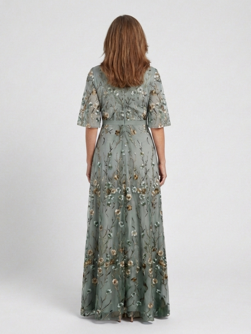 Ivy & Grace™ | Floral V Neck Short Sleeve Maxi Dress