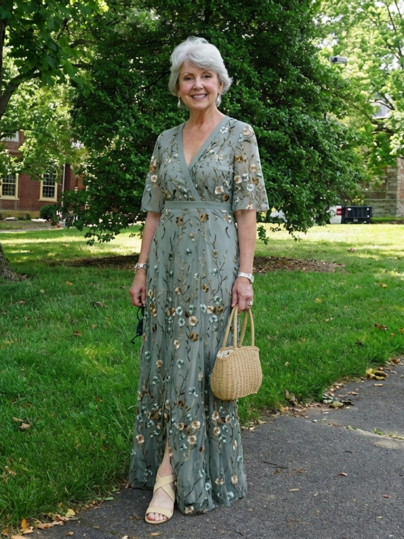 Ivy & Grace™ | Floral V Neck Short Sleeve Maxi Dress