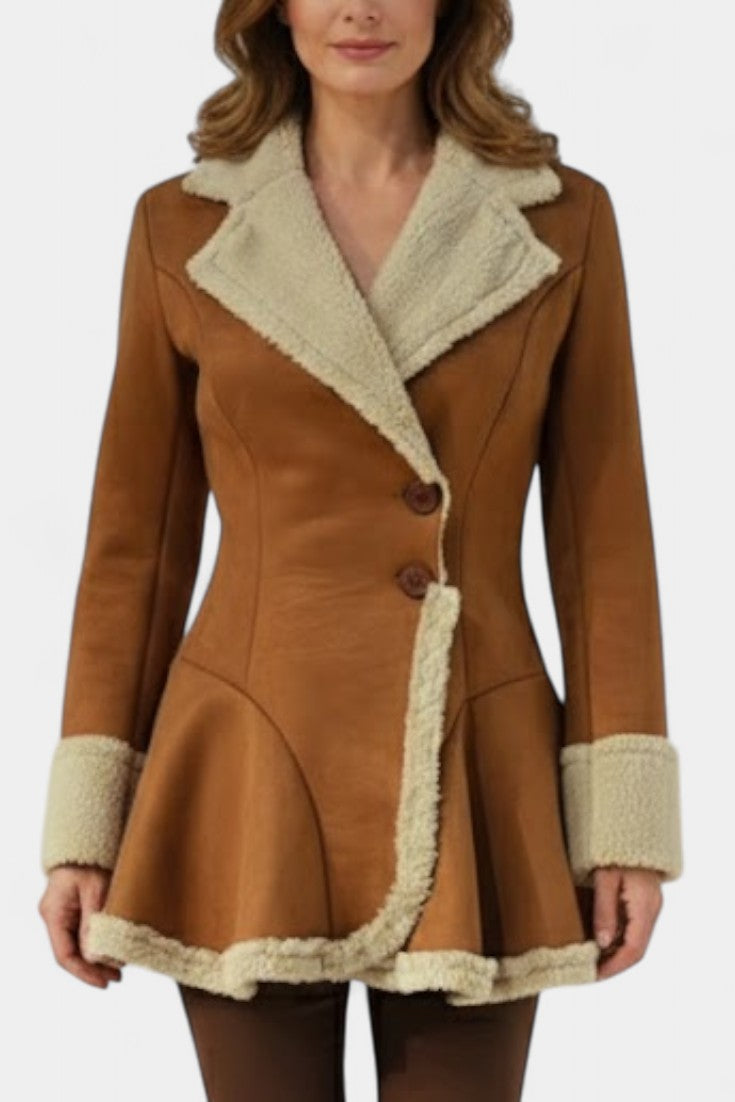 Lucile™ | Faux-Fur Trim Button Coat