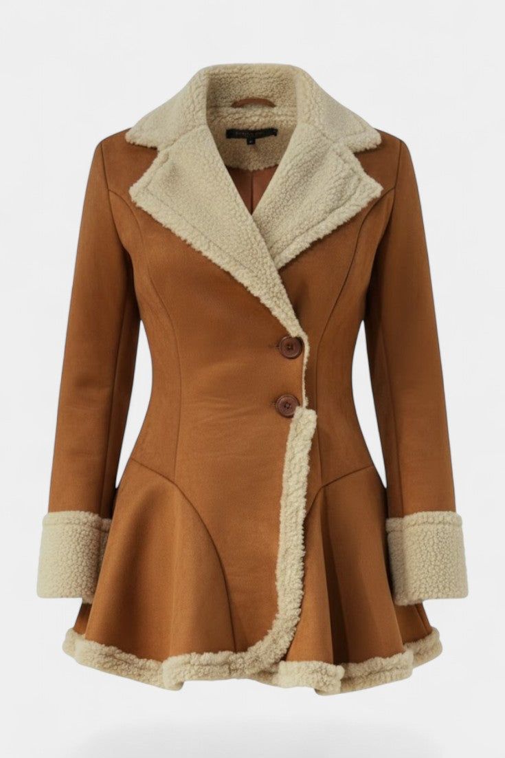 Lucile™ | Faux-Fur Trim Button Coat