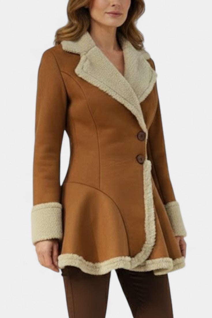 Lucile™ | Faux-Fur Trim Button Coat