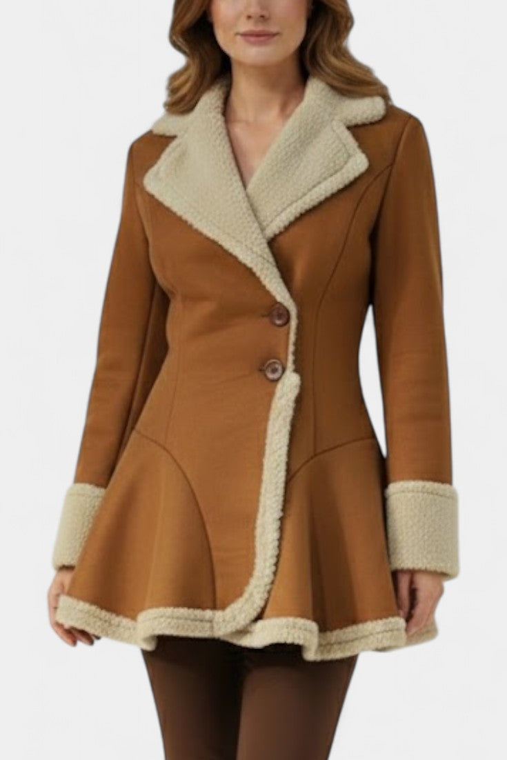 Lucile™ | Faux-Fur Trim Button Coat