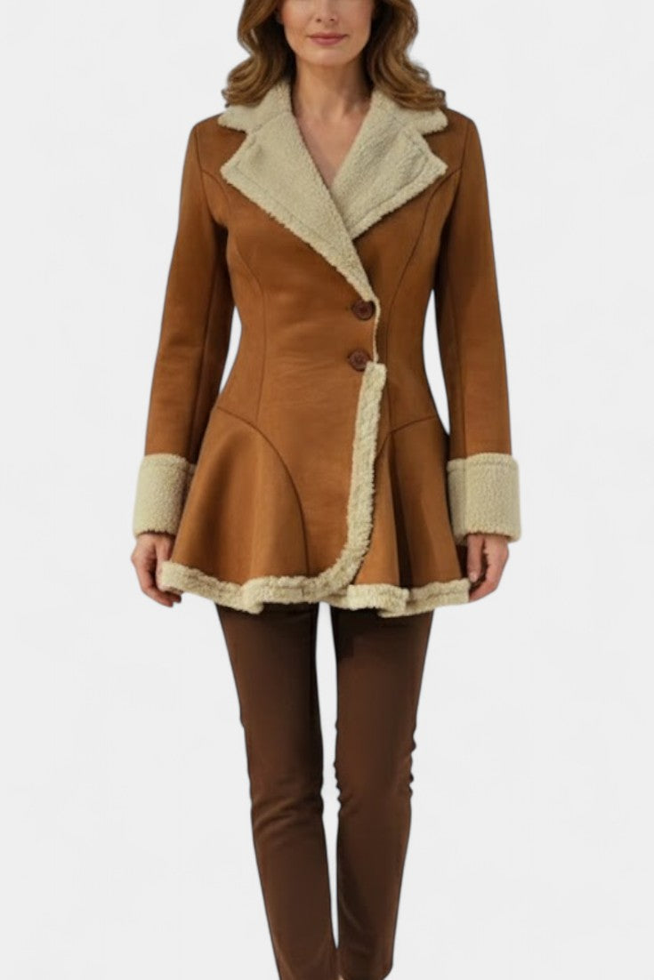 Lucile™ | Faux-Fur Trim Button Coat
