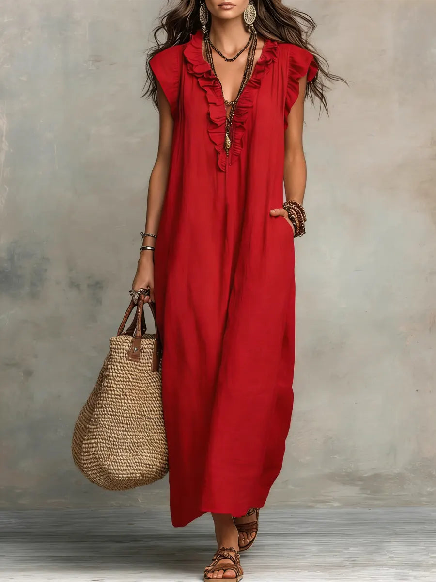 Camelia | Long Bohemian Linen & Cotton Dress