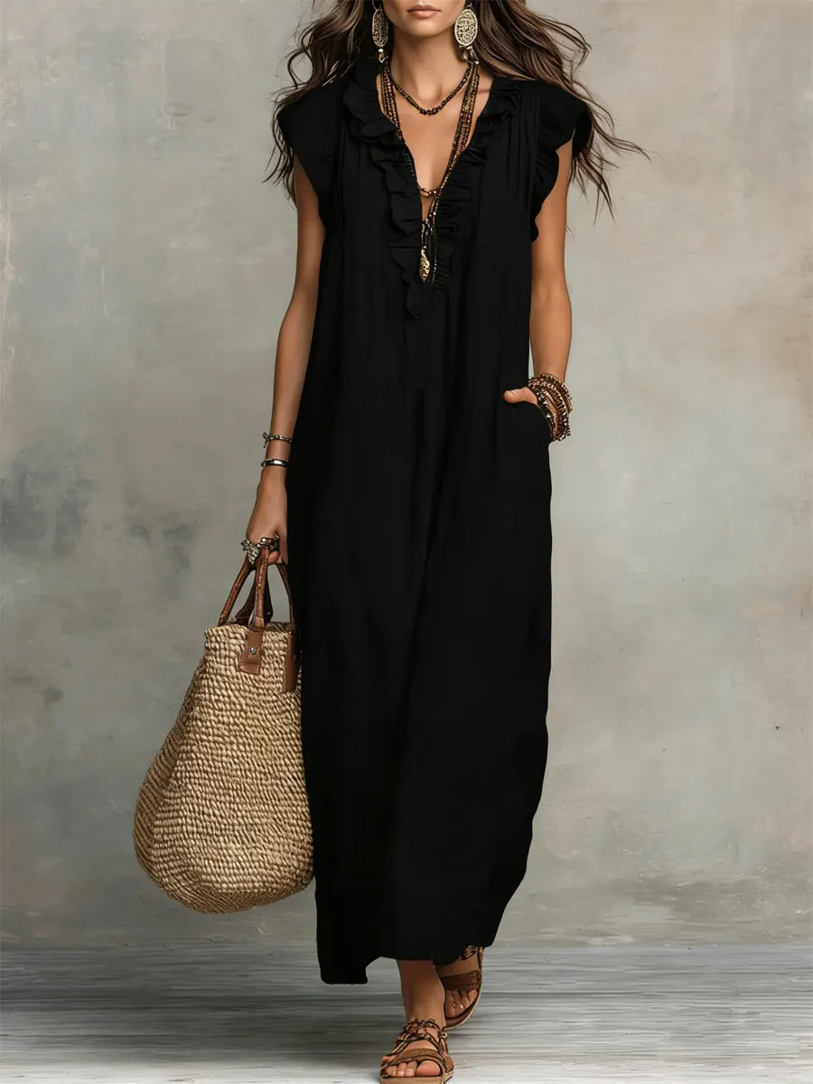 Camelia | Long Bohemian Linen & Cotton Dress