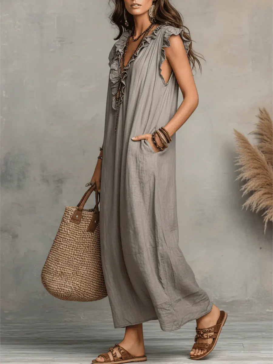 Camelia | Long Bohemian Linen & Cotton Dress
