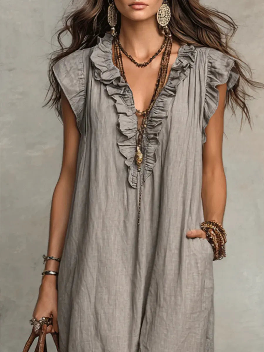 Camelia | Long Bohemian Linen & Cotton Dress