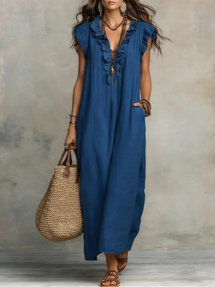 Camelia | Long Bohemian Linen & Cotton Dress