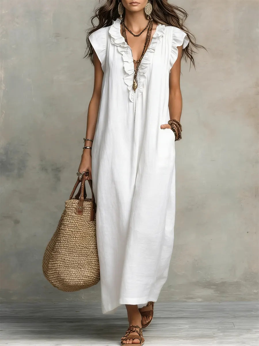 Camelia | Long Bohemian Linen & Cotton Dress