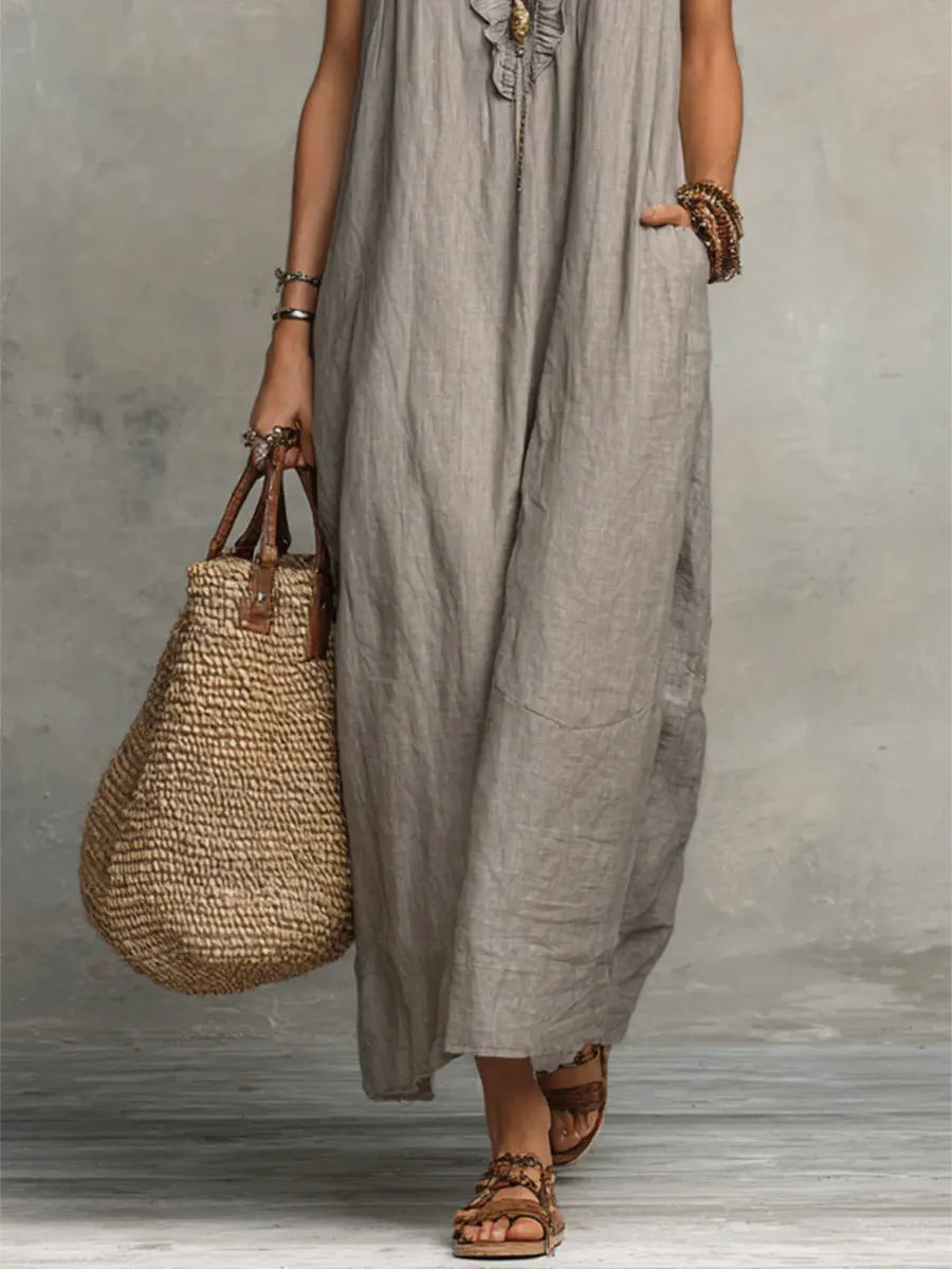 Camelia | Long Bohemian Linen & Cotton Dress