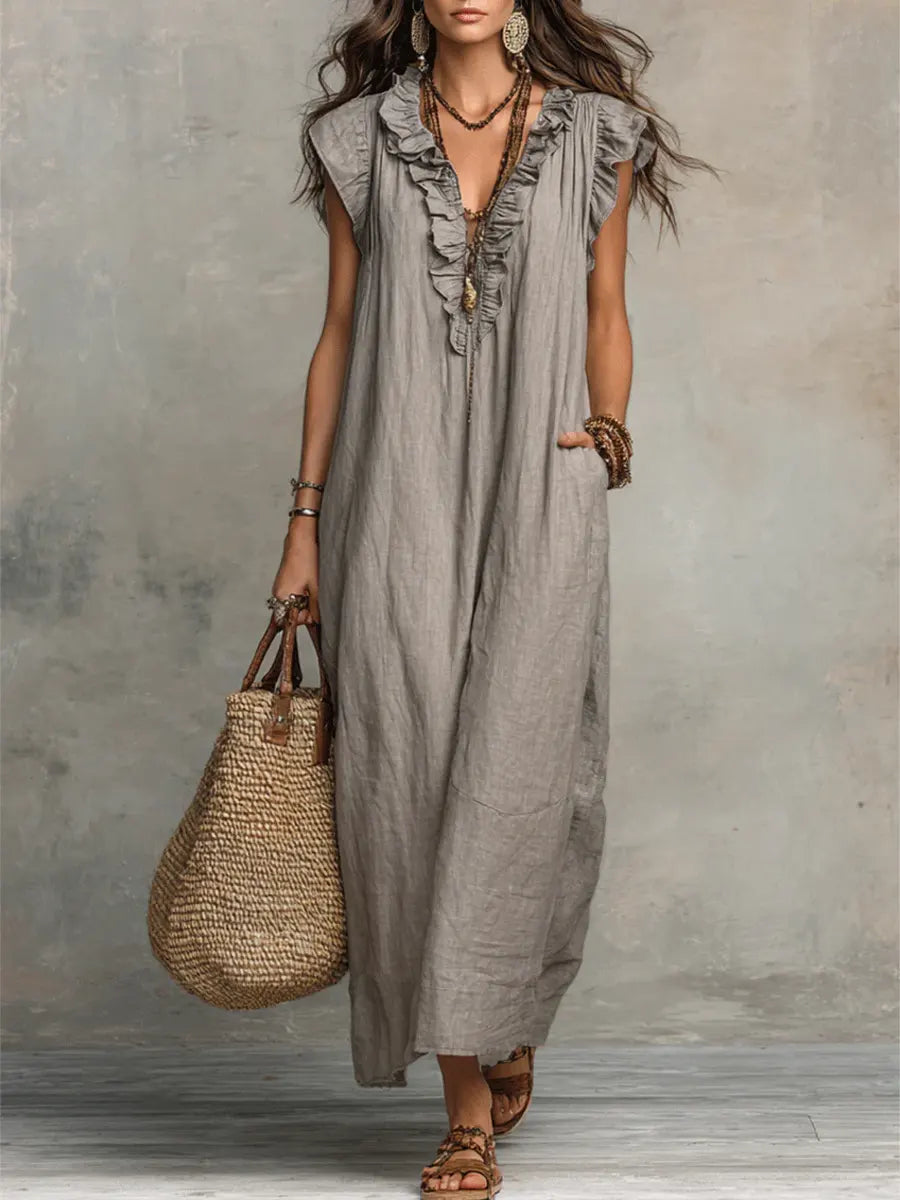 Camelia | Long Bohemian Linen & Cotton Dress